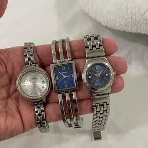 Fossil Trio Silver and Blue Watch Collection